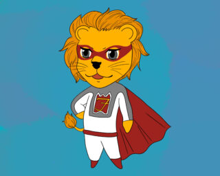 JUMUS-Löwe im Chibi-Zeichenstil.