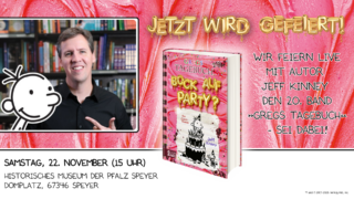 Speyer 16 9 Ankündigungsflyer der Veranstaltung mit Jeff Kinney am 22. November 2025.