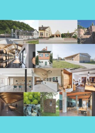 Collage der zwölf Nominierungen für den Architekturpreis Wein 2025.