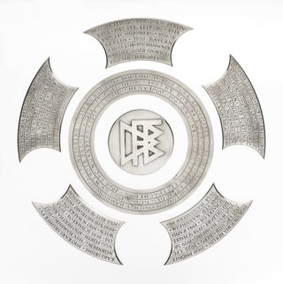 Einlagen Meisterschale Silbereinlagen der vom VfR Mannheim (1949) und vom 1. FCK (1951 und 1953) gewonnenen ersten deutschen Meisterschale.