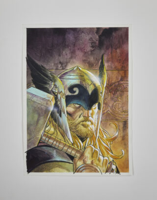 Grafik Thor NK Aquarell, Mischtechnik von Thor, 2021. Grafik vom Marvel-Zeichner Nic Klein.