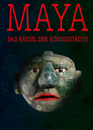 Plakatmotiv der Maya-Ausstellung mit Maske